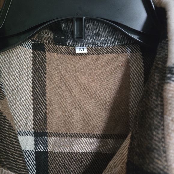 Brown and Black Plaid Long Shacket Medium - Picture 3 of 4